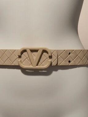 Designer-Inspired Woven Pattern Beige Belt 2X